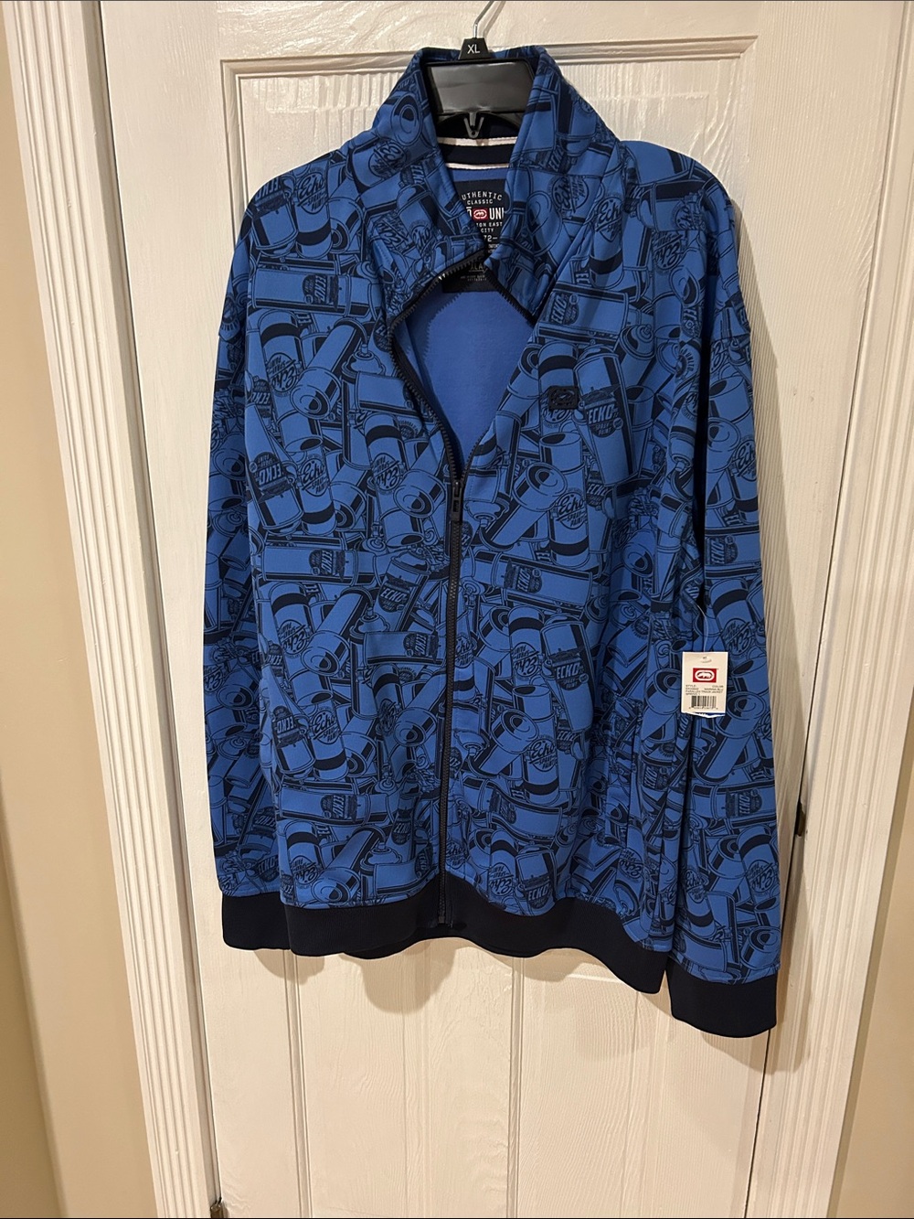 Ecko Unltd Blue Jacket with Red Logo Patch